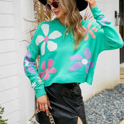 Cozy Blossom Oversized Acrylic Knit Jumper - Très Elite