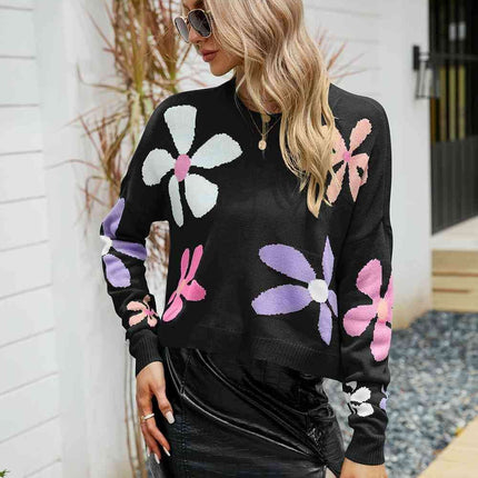 Cozy Blossom Oversized Acrylic Knit Jumper