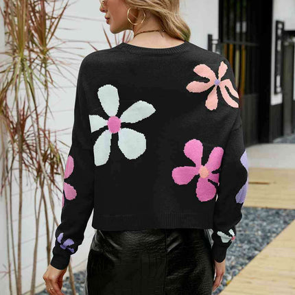 Cozy Blossom Oversized Acrylic Knit Jumper - Très Elite