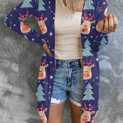 Cozy Christmas-Themed Women's Knit Cardigan - Holiday Sweater for Festive Occasions