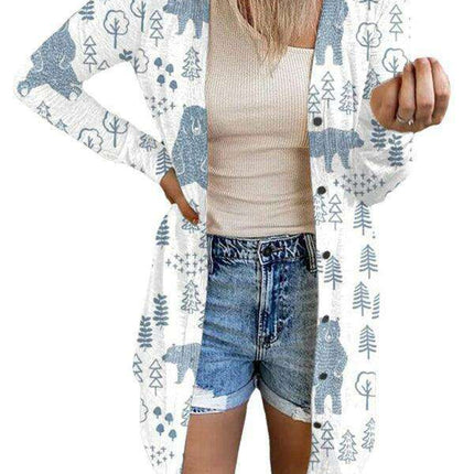 Cozy Christmas-Themed Women's Knit Cardigan - Holiday Sweater for Festive Occasions - Très Elite