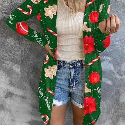 Cozy Christmas-Themed Women's Knit Cardigan - Holiday Sweater for Festive Occasions