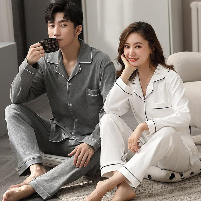 Cozy Couples Winter Cotton Pajama Set - Luxurious Sleepwear for Two