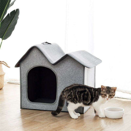 Cozy Dual-Chamber Winter Pet Retreat with Reversible Cushion - Choose from 2 Stylish Colors - Très Elite
