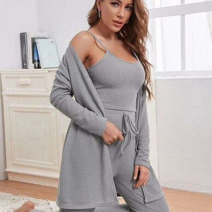 Cozy Elegance Women's Waffle Knit Lounge Set - Premium Comfort Wear - Très Elite