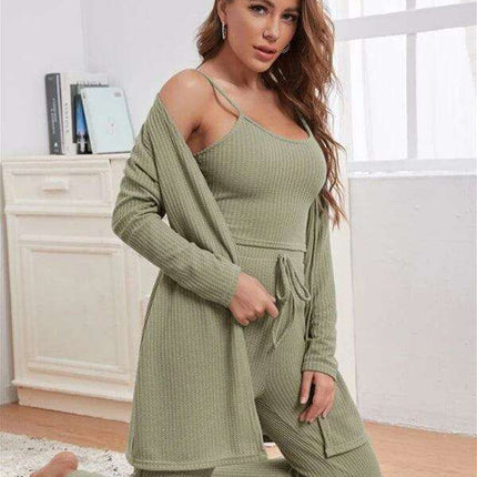 Cozy Elegance Women's Waffle Knit Lounge Set - Premium Comfort Wear - Très Elite