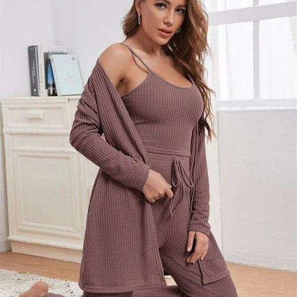 Cozy Elegance Women's Waffle Knit Lounge Set - Premium Comfort Wear