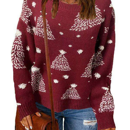 Cozy Festive Drop-Shoulder Knit Sweater for Women - Chic & Comfortable Fashion Top - Très Elite