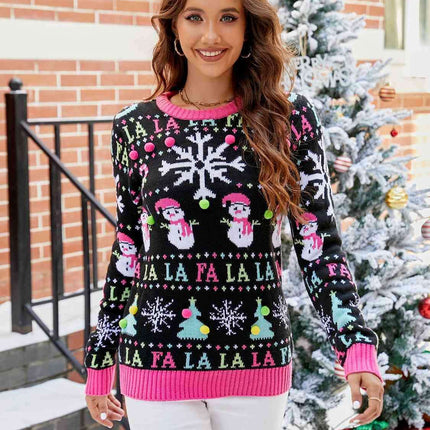 Cozy Festive Knit Ribbed Christmas Sweater