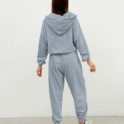 Cozy Hooded Half-Zip Tracksuit Set for Women - Très Elite