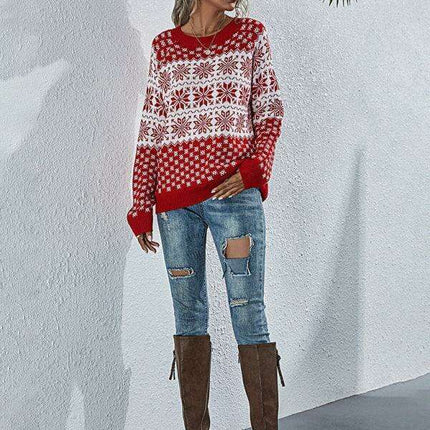 Cozy Snowflake Knit Holiday Sweater - Women's Festive Pullover - Très Elite