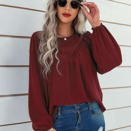 Cozy Solid Color Women's Polyester Pullover with Long Sleeves - Très Elite