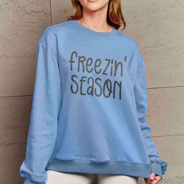 Cozy Winter Vibes Oversized Graphic Pullover Sweatshirt - Stay Warm in Style
