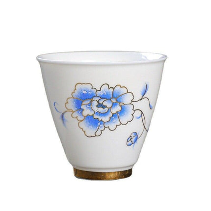 Crane Elegance White Porcelain Tea Cup for Good Fortune - Très Elite
