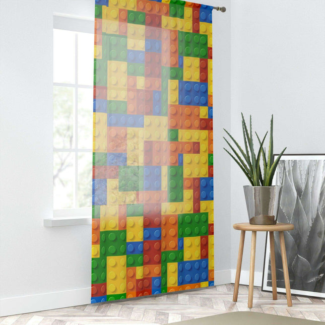 Customizable Lego-Themed Kids' Window Curtains with Personalized Artwork
