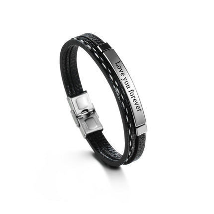 Leather Name Engraved Bracelet — Personalised PU Wristband