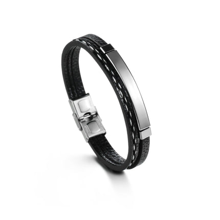Leather Name Engraved Bracelet — Personalised PU Wristband