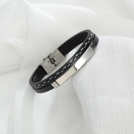 Leather Name Engraved Bracelet — Personalised PU Wristband
