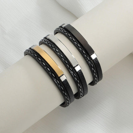 Leather Name Engraved Bracelet — Personalised PU Wristband