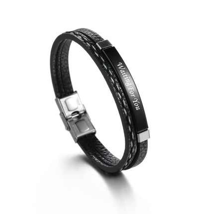 Leather Name Engraved Bracelet — Personalised PU Wristband
