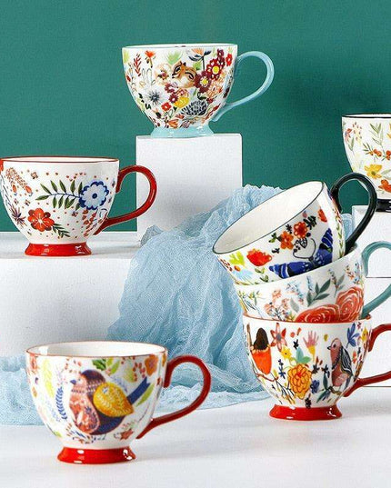 Elegant Floral Porcelain Drinking Mug - Your Ideal Beverage Companion