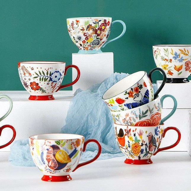 Elegant Floral Porcelain Drinking Mug - Your Ideal Beverage Companion