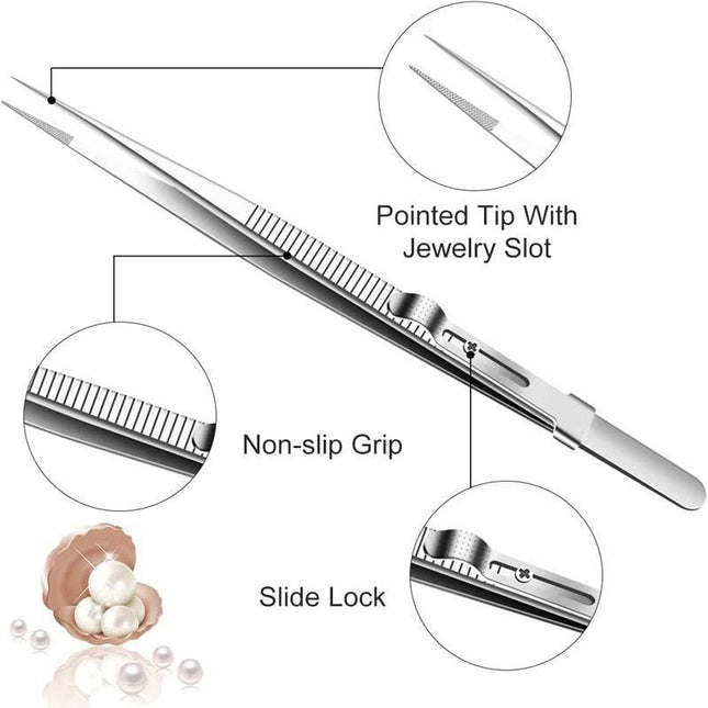Delicate Task Precision Tweezer Set with Secure Slide Lock Mechanism
