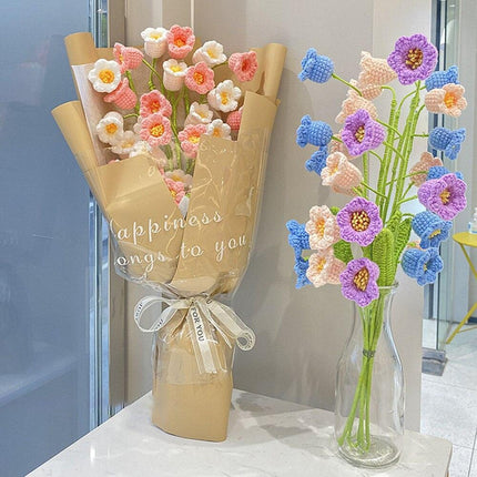 Delightful Handcrafted Milk Cotton Flower Arrangement with Tulips, Daisies, and Bellflowers - Très Elite