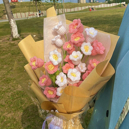 Delightful Handcrafted Milk Cotton Flower Arrangement with Tulips, Daisies, and Bellflowers - Très Elite