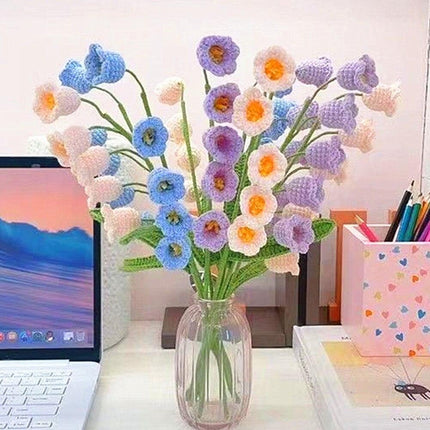 Delightful Handcrafted Milk Cotton Flower Arrangement with Tulips, Daisies, and Bellflowers - Très Elite