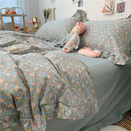Dreamy Blossom 100% Cotton Ruffle King Bedding Set - Luxe Edition for Young Dreamers - Très Elite
