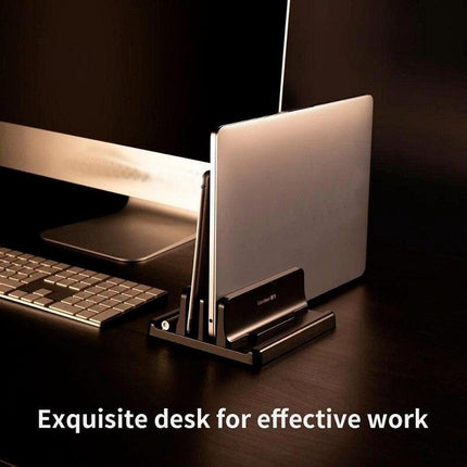 Dual-Device Vertical Laptop Organizer with Customizable Slot Width..