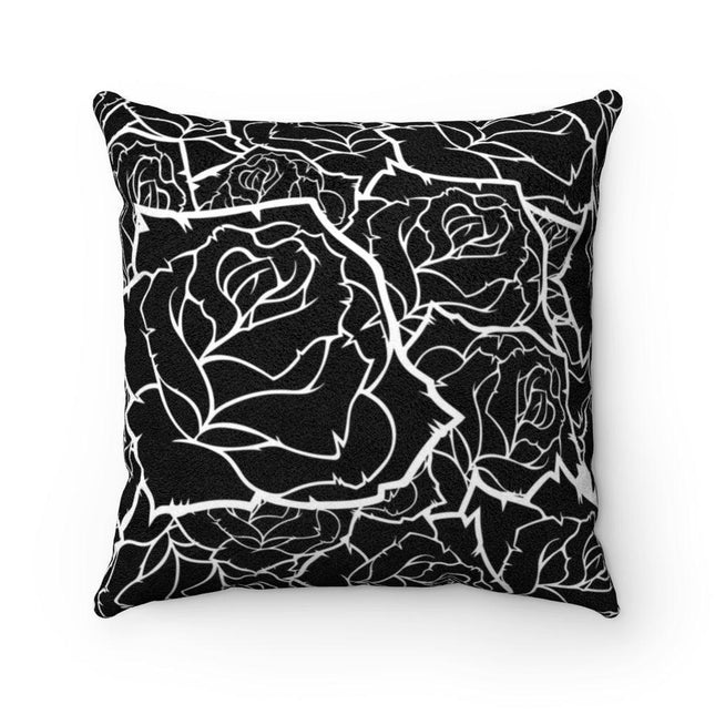 Dual-Sided Black and White Floral Throw Pillow Set