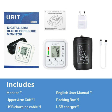 Dual User Digital Blood Pressure Monitor with One-Touch Operation and Memory Storage..