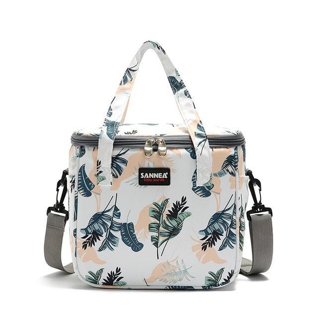 Flower Thermal Bag Oxford Waterproof Beach Cooler Lunch Box Thermo Insulated Bag-Très Elite-Green leaf-Très Elite