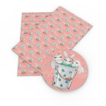 Easter Creativity Unleashed: Faux Leather Fabric with Adorable Rabbit Design - Très Elite