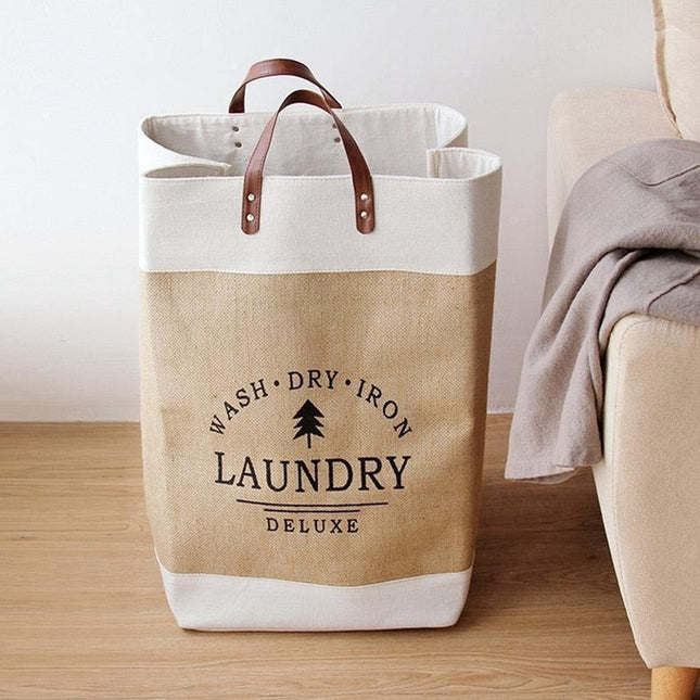 Eco-Conscious Collapsible Laundry Hamper with Imitation Hemp Material