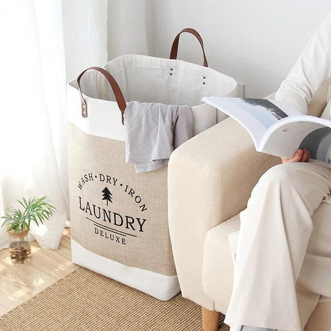 Eco-Conscious Collapsible Laundry Hamper with Imitation Hemp Material