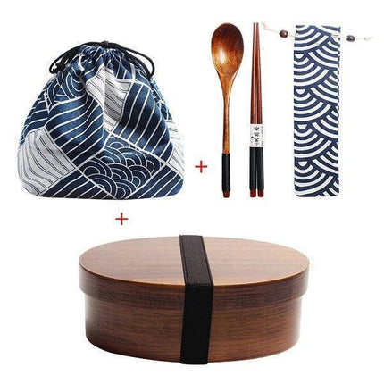 Eco-Conscious Japanese Wooden Bento Box Lunch Kit for Kids with Leakproof Design and Utensils..