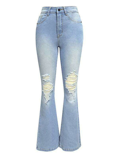 Edgy Vintage Distressed Wide-Leg Denim Jeans - Très Elite