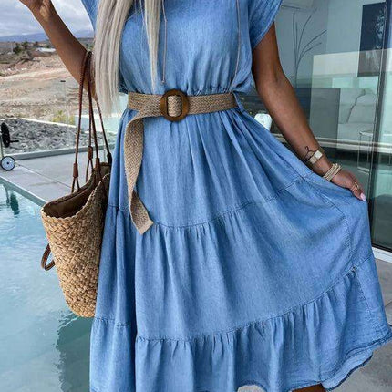 Effortlessly Stylish Belt-Free Solid Color Dress for Any Occasion - Très Elite