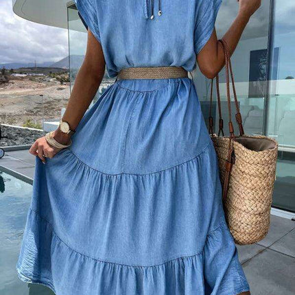 Effortlessly Stylish Belt-Free Solid Color Dress for Any Occasion - Très Elite