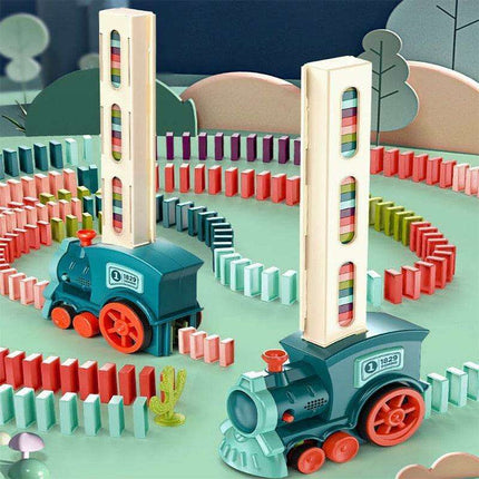 Electric Domino Train Set with Interactive Lights & Sounds - Fun STEM Learning Experience for Kids - Très Elite
