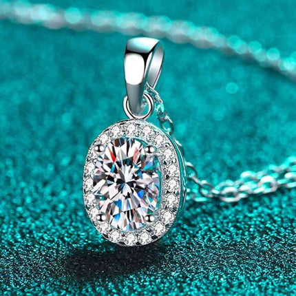 Elegance Redefined: 1 Carat Lab-Diamond Pendant Necklace with Zircon Accents in Sterling Silver