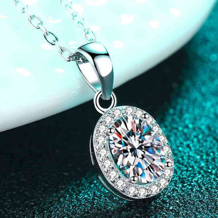 Elegance Redefined: 1 Carat Lab-Diamond Pendant Necklace with Zircon Accents in Sterling Silver