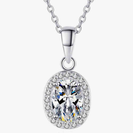 Elegance Redefined: 1 Carat Lab-Diamond Pendant Necklace with Zircon Accents in Sterling Silver