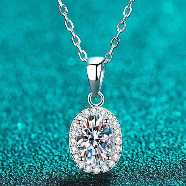 Elegance Redefined: 1 Carat Lab-Diamond Pendant Necklace with Zircon Accents in Sterling Silver