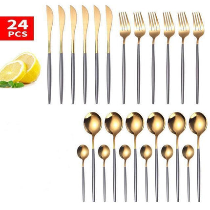 Elegance Redefined: Botanica Luxe Gold Flatware Set for Upscale Dining Experiences - Très Elite