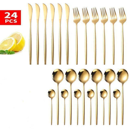Elegance Redefined: Botanica Luxe Gold Flatware Set for Upscale Dining Experiences - Très Elite