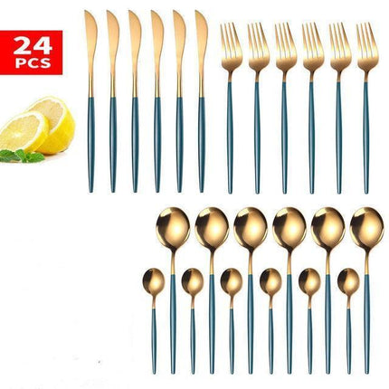 Elegance Redefined: Botanica Luxe Gold Flatware Set for Upscale Dining Experiences - Très Elite